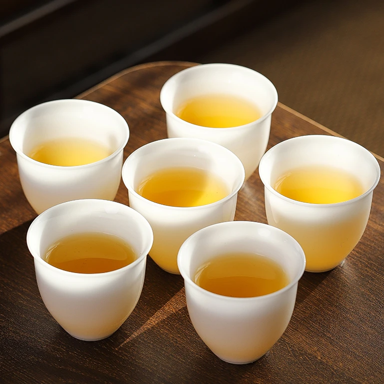 冰种冻玉瓷茶杯 羊脂玉白瓷 4个一组