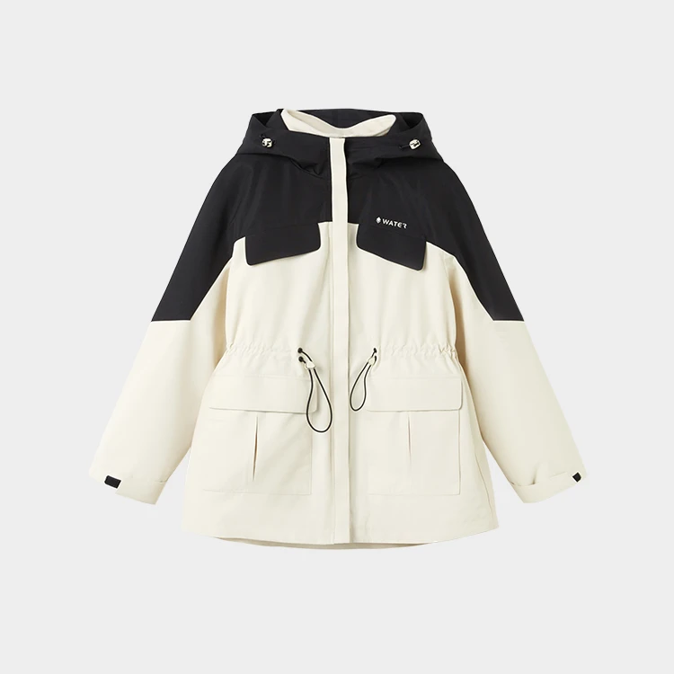 快鱼14J5064女款休闲防水防风连帽保暖秋冬登山冬季冲锋衣