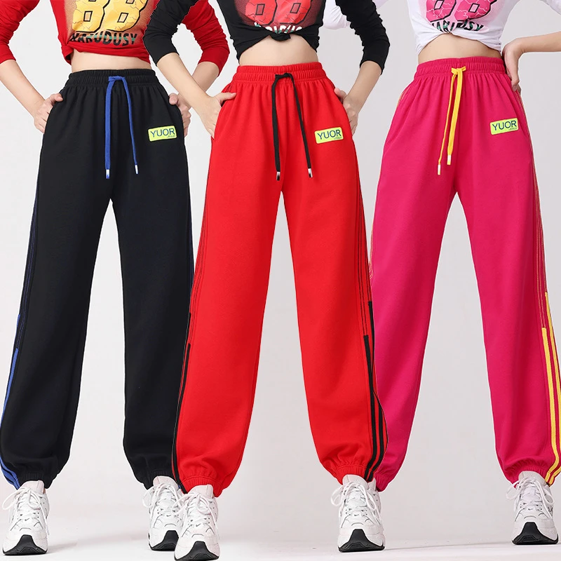 2025秋冬新款广场舞休闲高腰显瘦宽松运动哈伦健身女士卫裤鬼步舞