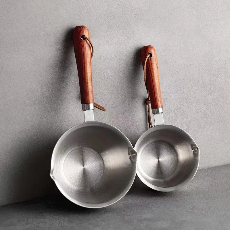 泼油锅食品级不锈钢巧克力融化木柄烧油锅电磁炉燃气通用热油小锅