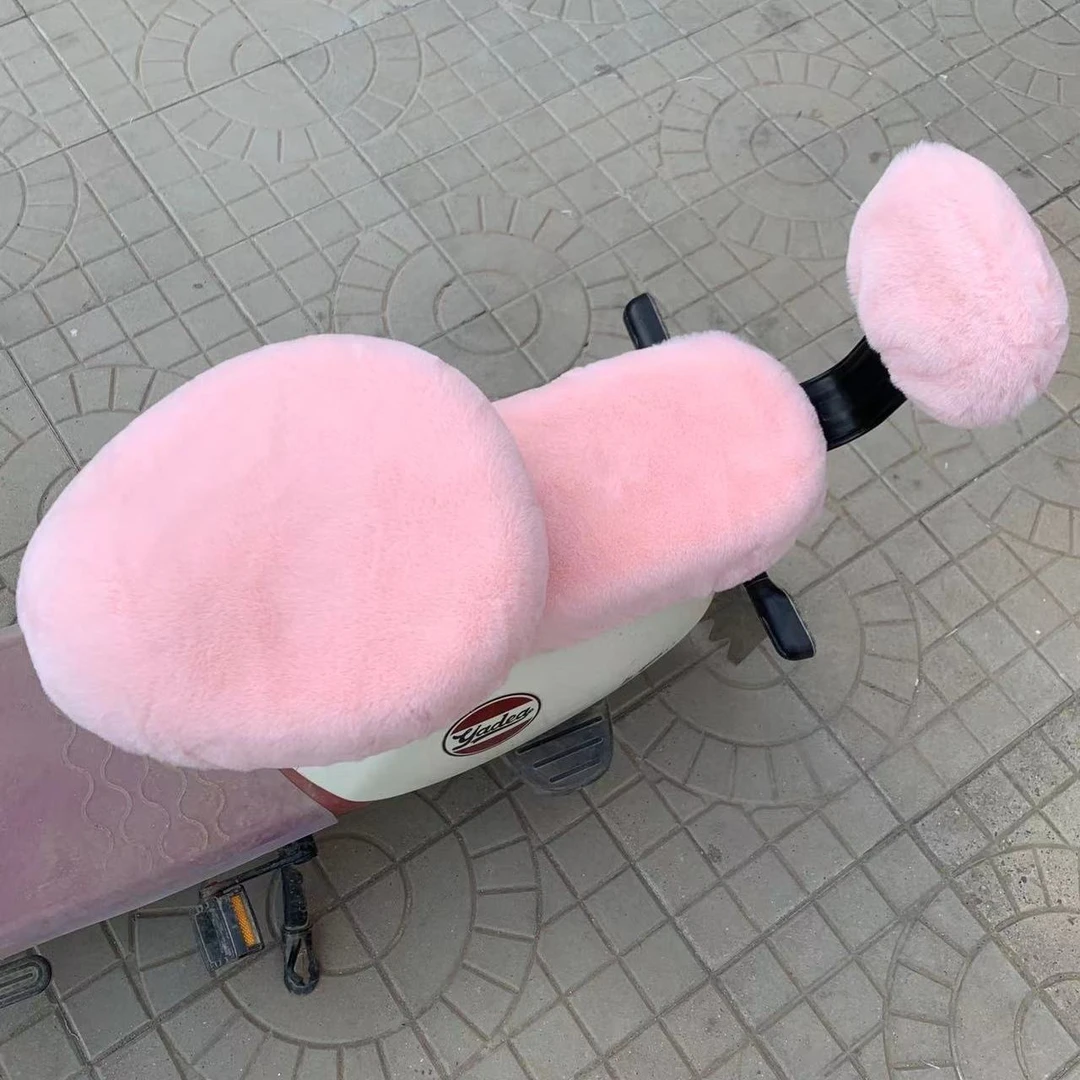 冬季电动车毛绒坐垫套电瓶车坐垫套保暖加厚电车坐垫座套通用加绒