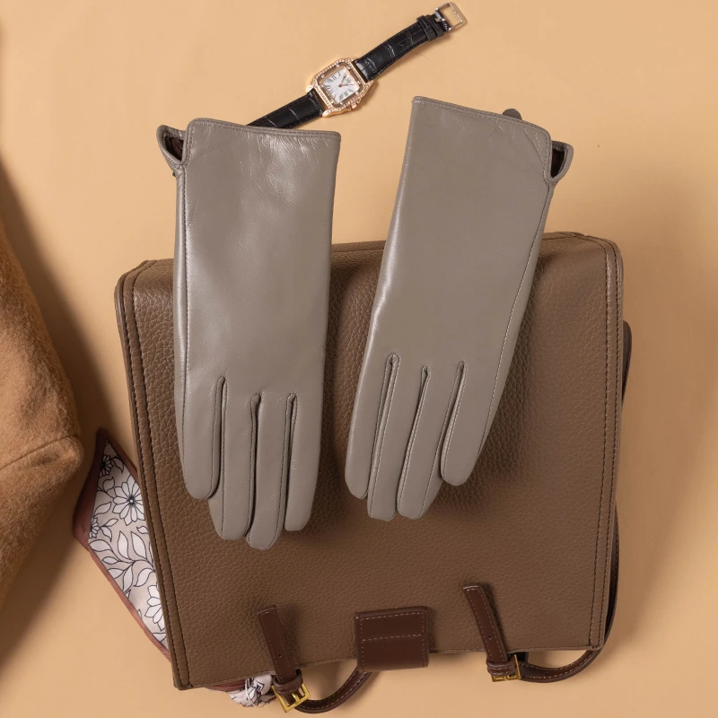 小山羊皮真皮手套女士薄款修手中长款加绒加厚保暖触屏时尚秋冬季