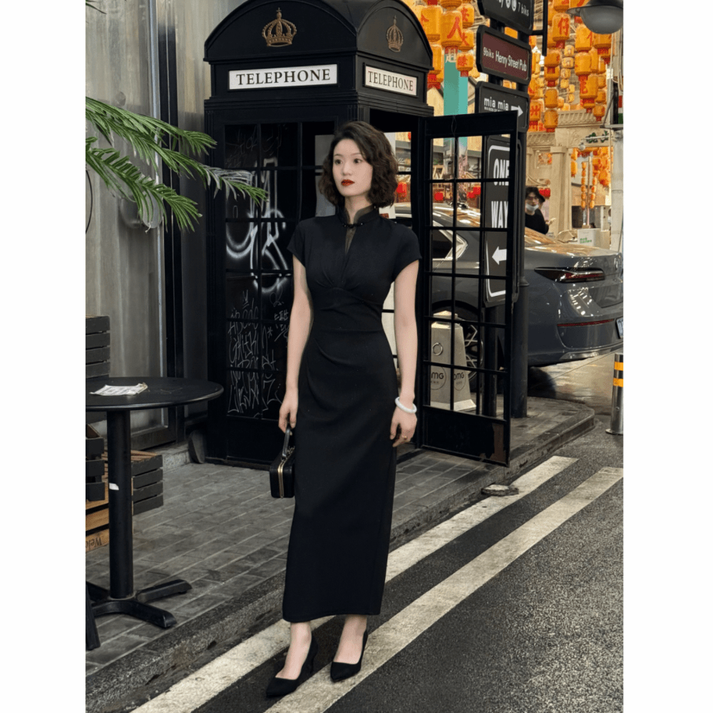 彩彩家【繁星点缀】收腰修身款复古气质时尚款遮肉设计改良旗袍