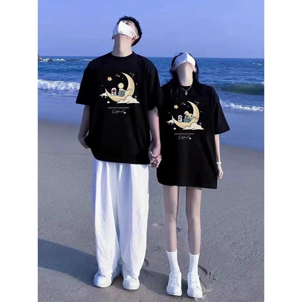 特别的不一样情侣装夏装短袖T恤女2024新款网红超火小众印花上衣