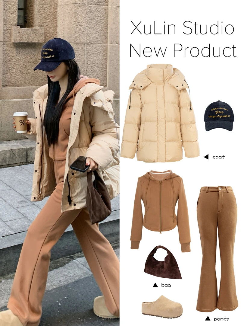 MINI STUDIO徐琳「豆乳欧包」大廓形连帽90白鸭绒外套x240629