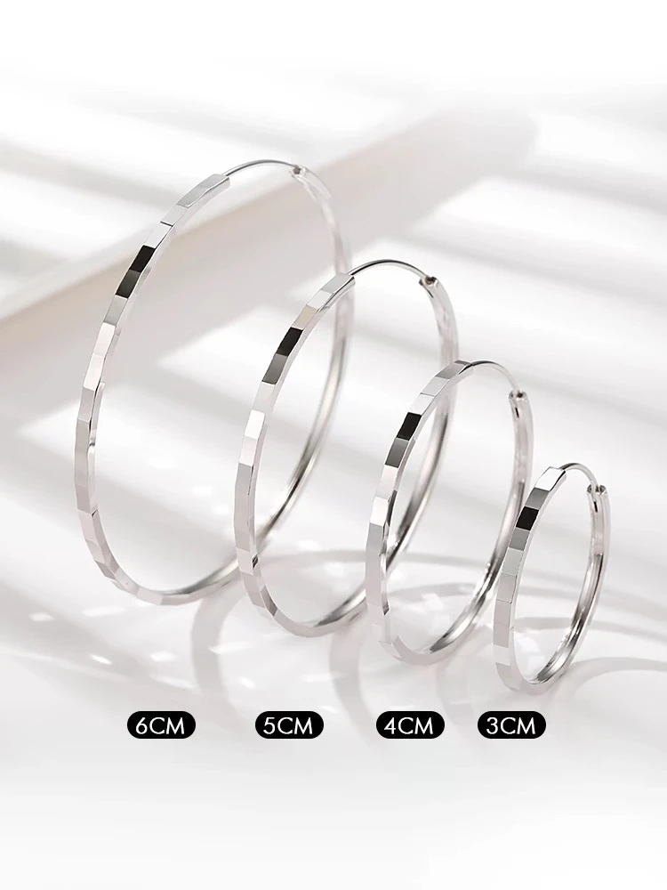 足银耳饰 999足银耳圈女纯银大圈圈耳环圆圈大圈素圈圆环新款爆款