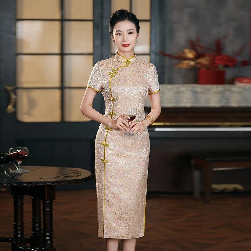 新中式旗袍婚礼妈妈装婚宴年轻款高档气质显瘦中长春夏新款N