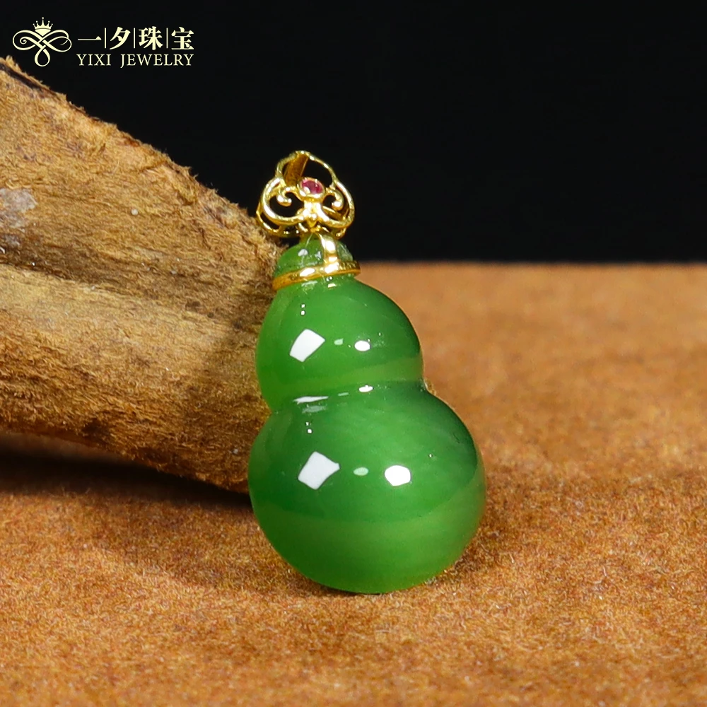 【一夕珠宝】 18K和田玉葫芦吊坠丨天然玉石丨多样性发一