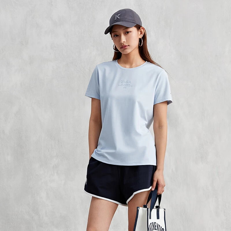 卡帕（Kappa）短袖2024新款女夏凉感正肩T恤修身字母半袖K0E42TD43