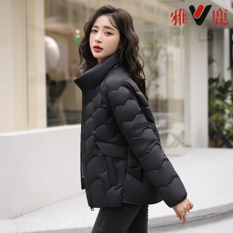 V/雅鹿YT501X03120时尚经典短款90%白鸭绒女士羽绒服冬季修身外套