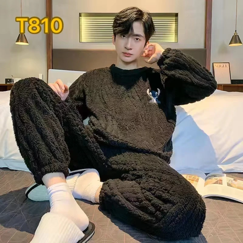 珊瑚绒睡衣男士秋冬季加绒加厚保暖法兰绒2024新款男款家居服套装