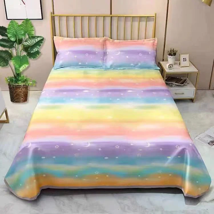 斜纹棉床单双人2*2.4米(星空彩虹）