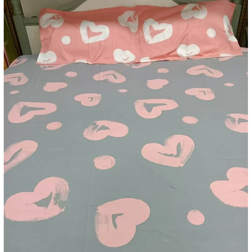 加厚斜纹床单秋冬款2.4*2.4米（爱心灰三件套）