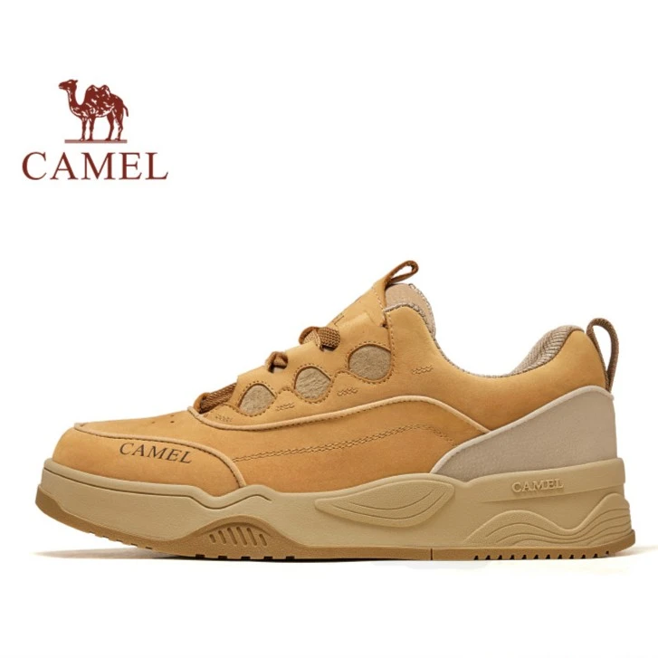 CAMEL/骆驼男鞋2023秋季新款时尚运动板鞋面包鞋真皮G13A076007
