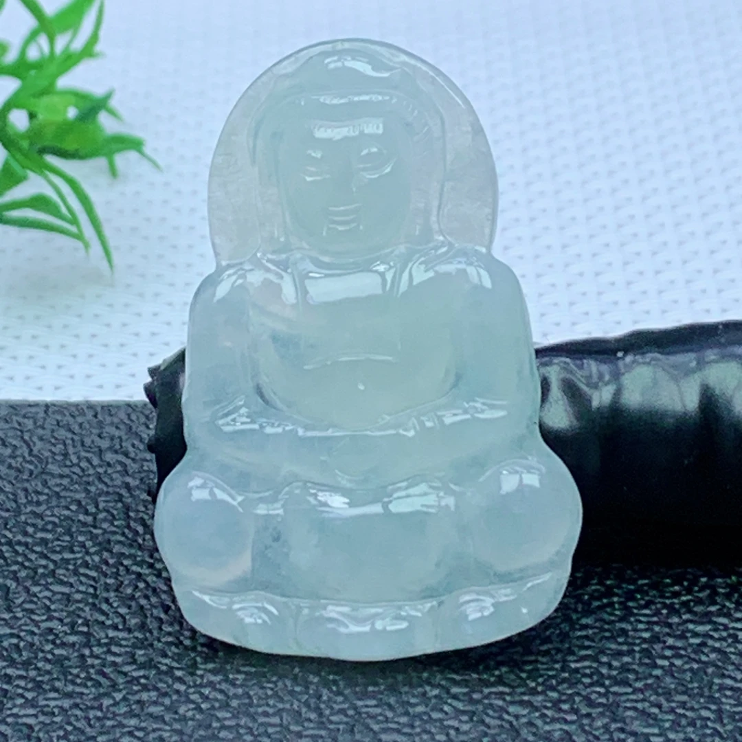 缅甸天然A货翡翠  水润正装观音吊坠