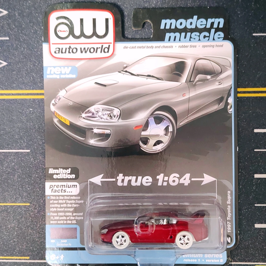 AW auto world合金车模型 铁底胶胎前盖可开酒红隐藏限量款