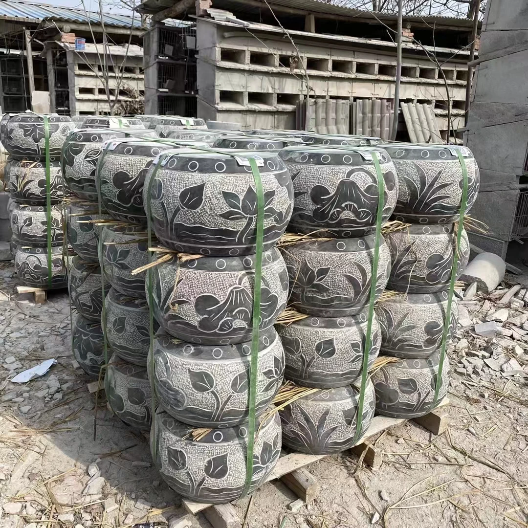 柱墩石定制天然仿古中式庭院装饰对半圆形柱顶石空心包柱础脚底座