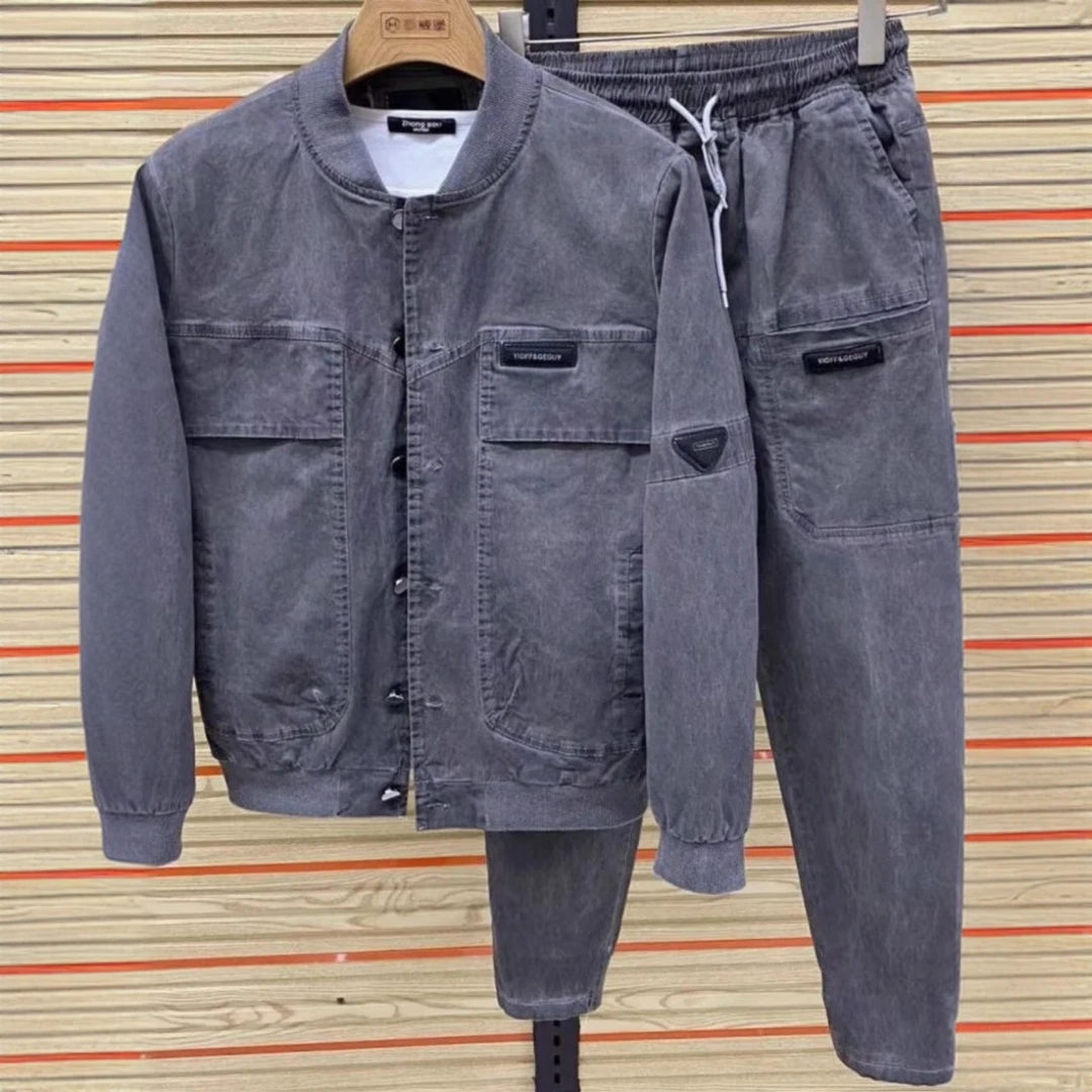 秋冬高档牛仔套装男潮流韩版修身夹克外套青年时尚简约百搭两件套