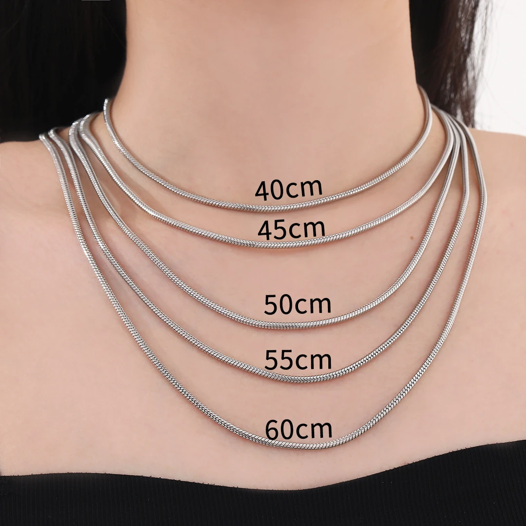 不锈钢项链 潮流圆蛇骨链不锈钢替换项链时尚简约百搭项链长款