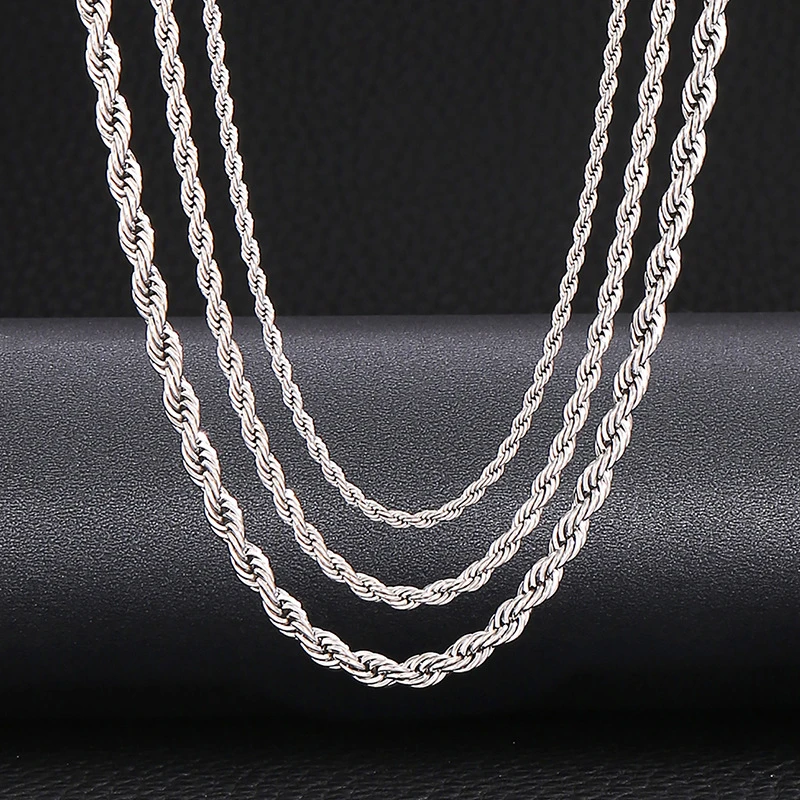 钛钢项链 不锈钢麻花链男女式项链嘻哈钛钢替换链条配件