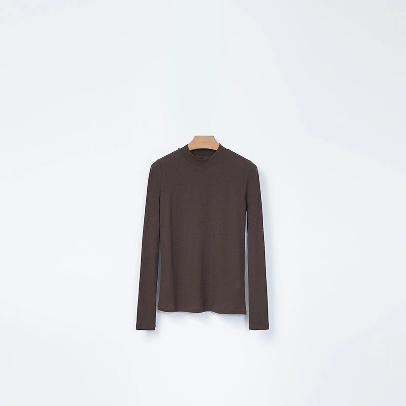 CHIC白 天丝ROW风柔糯显瘦宽边领口时髦长袖T恤