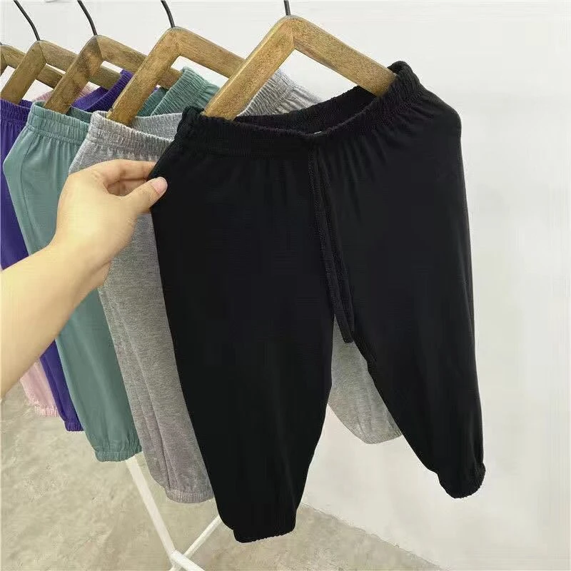 儿童舞蹈服练功裤女童灯笼裤男童拉丁舞裤黑色宽松哈伦裤女街舞裤