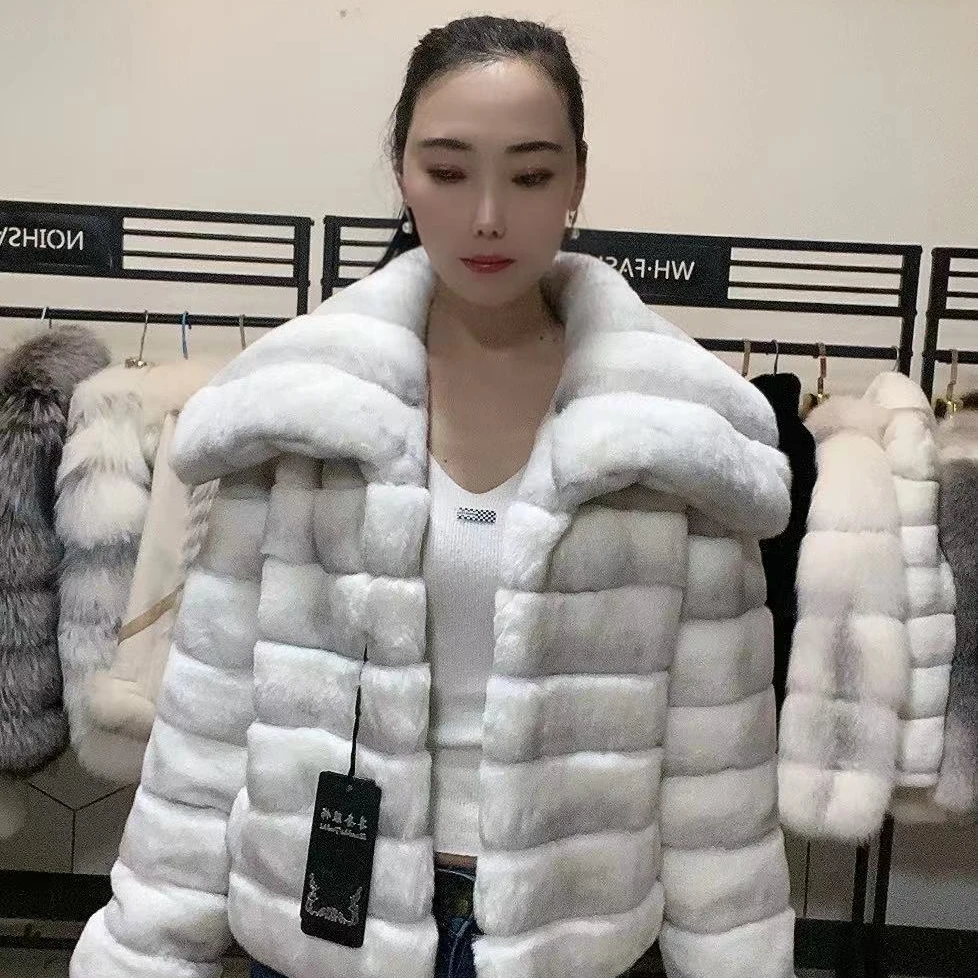 冬季保暖草草外套雷克斯一级獭兔毛短款外套