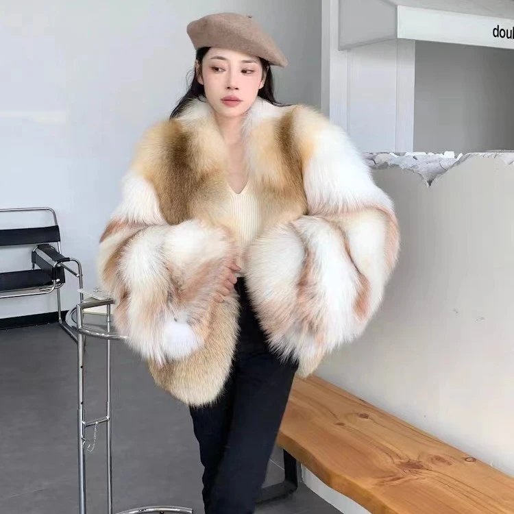 英特 整皮进口白金狐➕金岛狐 女士短款 冬季草草外套2022皮毛外套