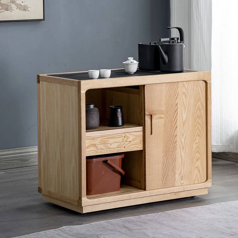 茶水柜移动烧水壶一体白蜡木实木茶桌边柜小户型边几轻奢北欧茶台