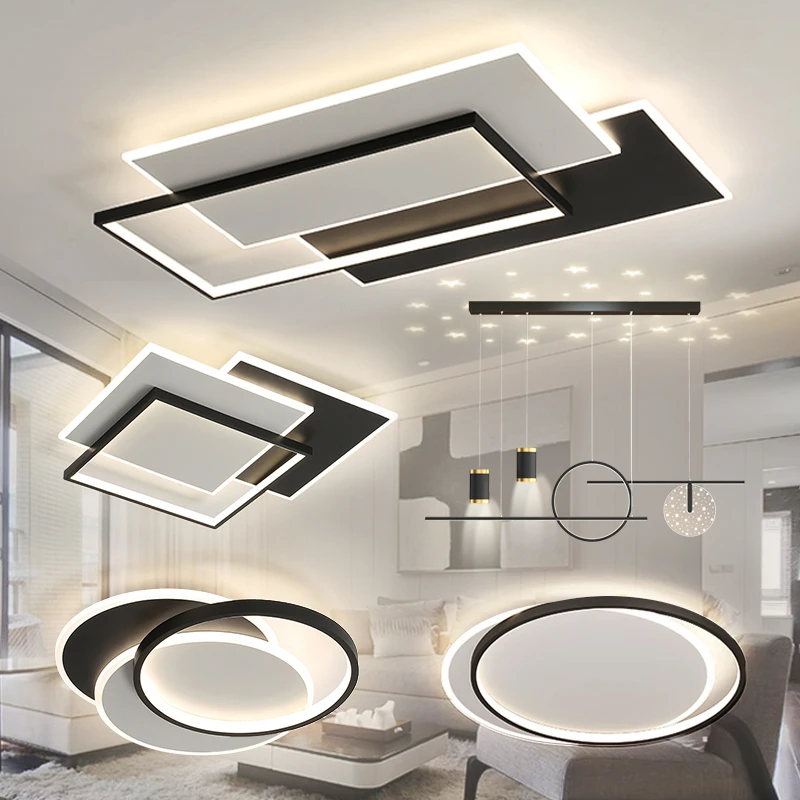 初普广东中山灯具简约长方形不规则客厅灯吸顶灯创意家用几何灯具