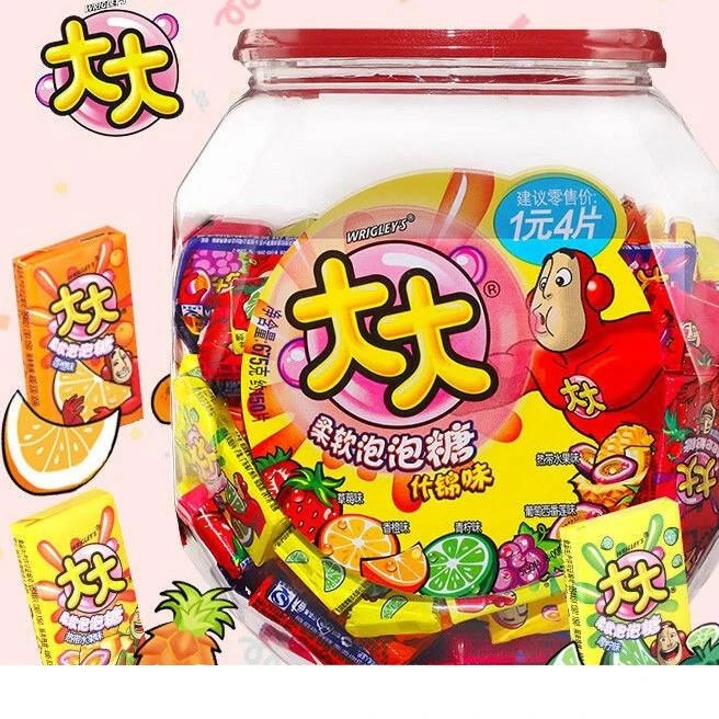 大大泡泡糖什锦水果混合口味口香糖怀旧儿童休闲零食糖果