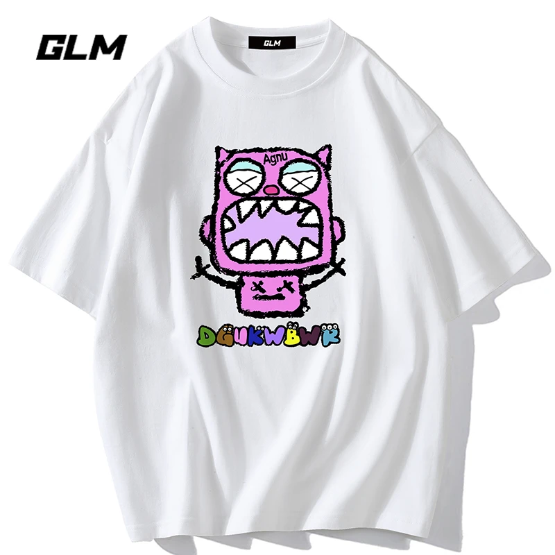 潮牌GLM纯棉男士夏季短袖T恤休闲体恤港风半袖衫运动衣服时尚上衣