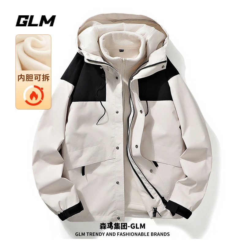 集团品牌GLM秋冬新款户外保暖宽松摇粒绒内胆男士夹克外套上衣服