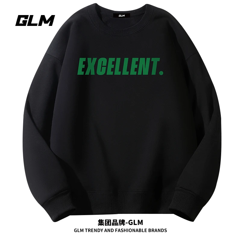 潮牌GLM秋冬季百搭男士圆领卫衣长袖外套T恤打底衫衣服时尚男装潮