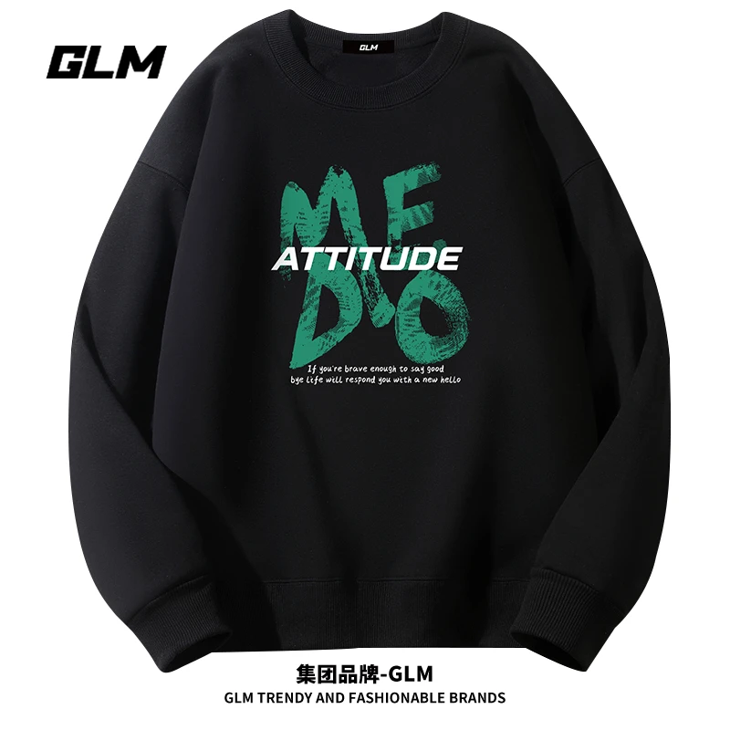 潮牌GLM秋冬新款男士卫衣情侣宽松长袖T恤打底衫圆领外套男上衣服