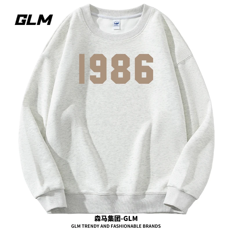 潮牌GLM秋冬男士卫衣宽松长袖T恤打底衫圆领百搭上衣情侣休闲外套