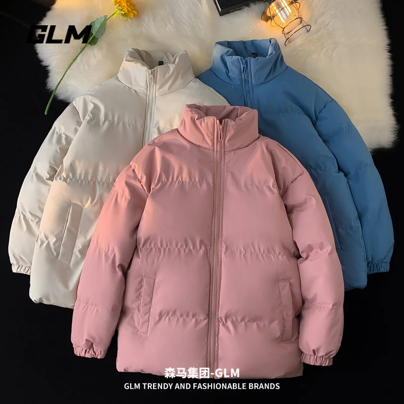 森馬集团GLM冬季新款男士棉衣外套立领简约保暖面包服情侣款衣服