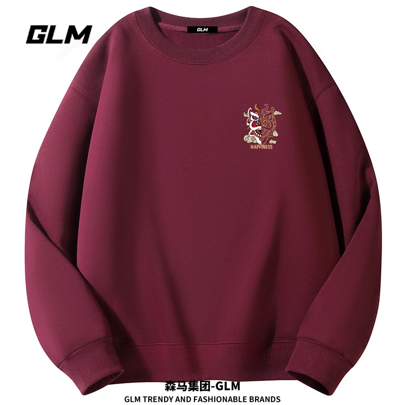 潮牌GLM秋冬季男士圆领卫衣休闲韩版长袖T恤宽松打底衫衣服男装潮