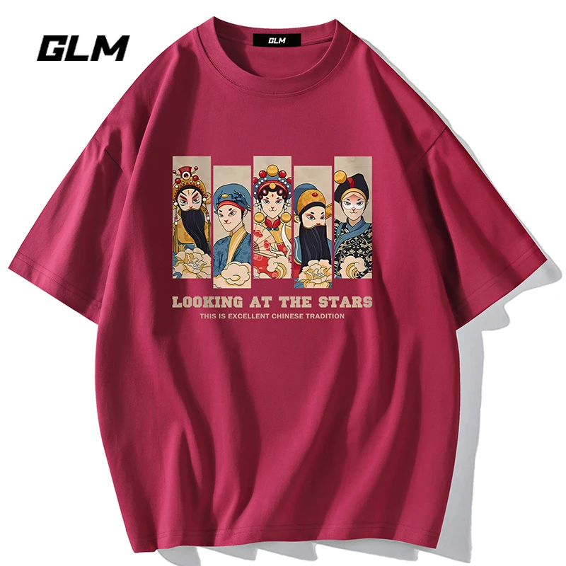 集团品牌GLM春夏男士短袖T恤衫纯棉体恤休闲美式衣服情侣印花上衣