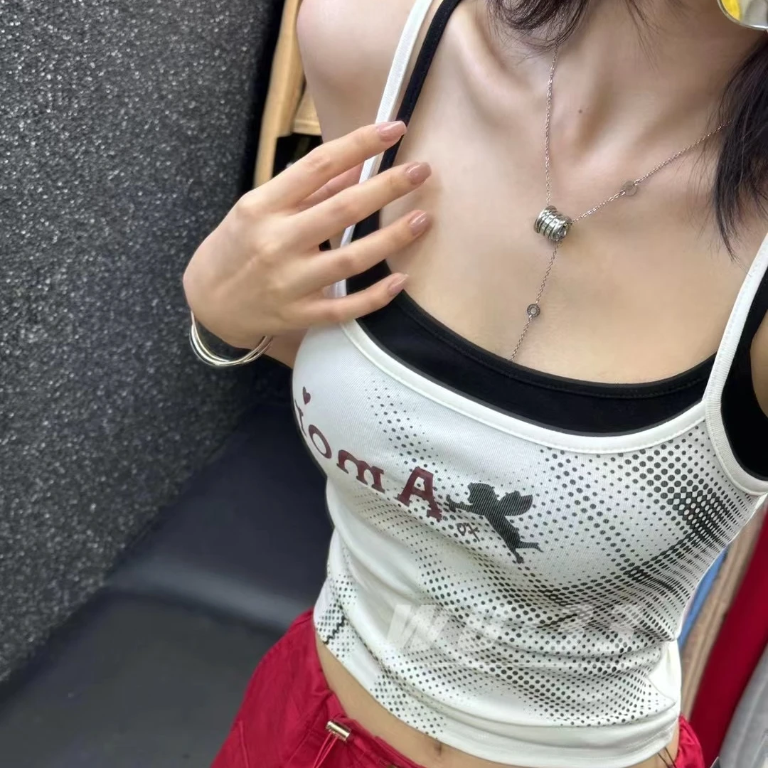 秋季新款假两件自带胸垫百搭显瘦外穿内搭吊带背心修身辣妹感上衣