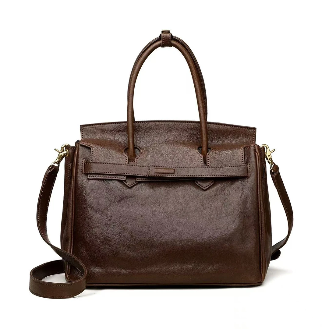 【洋洋】2024秋冬新款轻奢复古手提包设计休闲款大容量手工单肩包