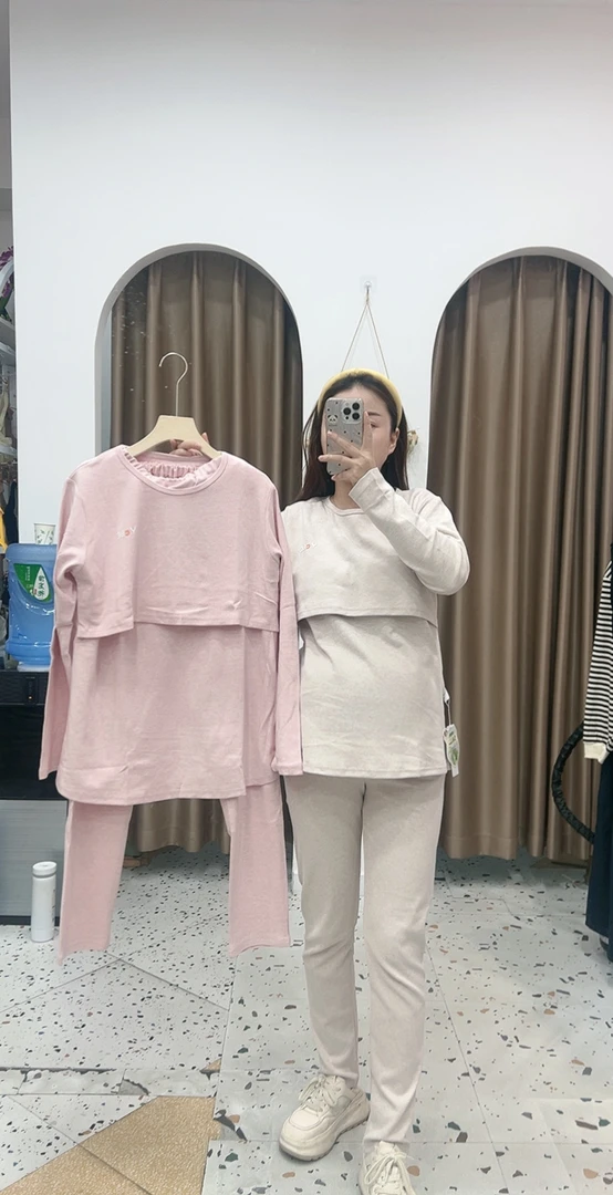 【真爱妈咪】2097孕妇高货舒绒纯棉加厚秋衣秋裤哺乳套装