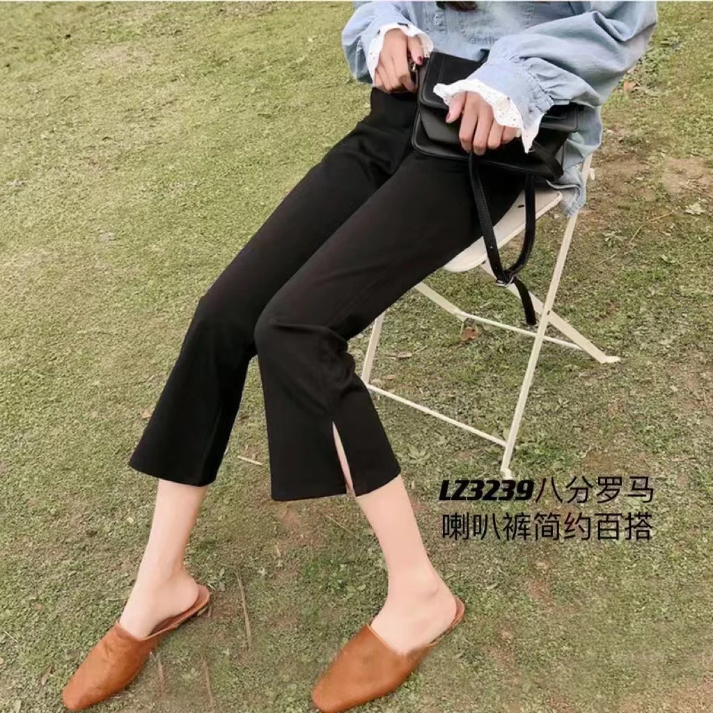 【实体店高品质】G07孕妇夏季薄款八分开衩直筒烟管裤