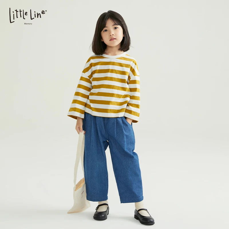 LittleLine 进口柔软水洗牛仔大PP宽松长裤 清仓