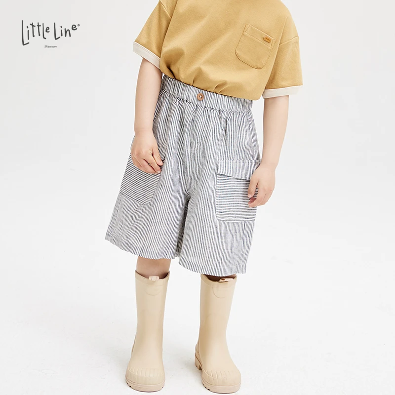 LittleLine 大口袋 户外中长工装短裤 男女童夏季裤装棉/亚麻