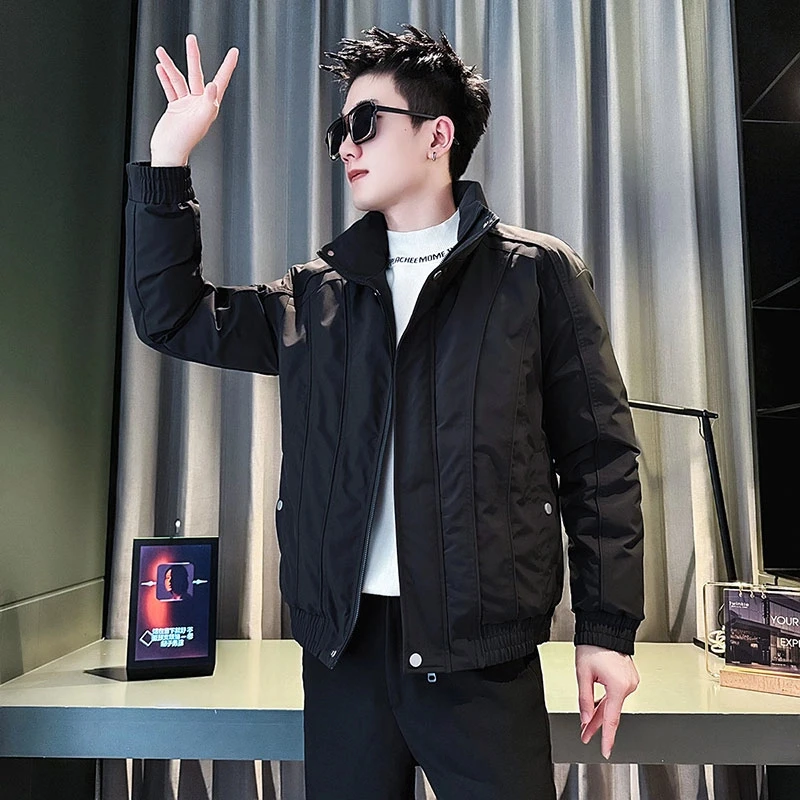 军绿色棉服男士冬款高级感痞帅立领棉衣冬装潮牌加厚保暖棉袄外套