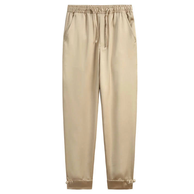 铜氨丝冰丝裤子男夏季薄款直筒宽松大码长裤垂感男士休闲裤子凉感