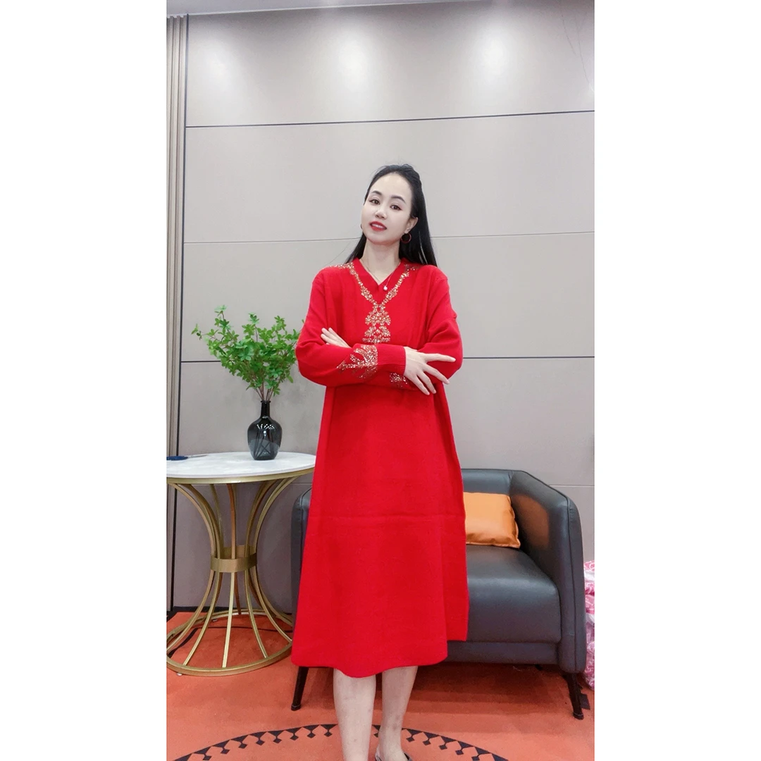 3593 秋冬新款针织打底裙大码女装连衣裙