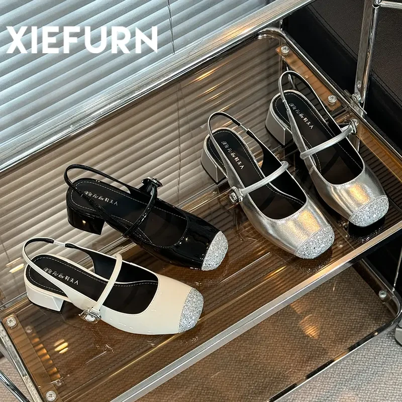 XIEFURN/鞋夫人2024夏季新款法式气质时尚百搭魔术贴玛丽珍凉鞋女