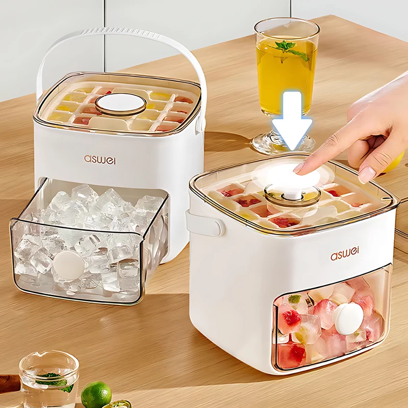 冰格模具食品级按压式冻冰块婴儿辅食自制冰箱带盖储存密封制冰盒